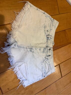 Free People Frayed Hem White and blue stripe Denim Women's Shorts